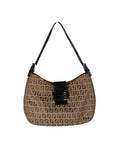 FENDI Zucchino Canvas Leather Shoulder Bag