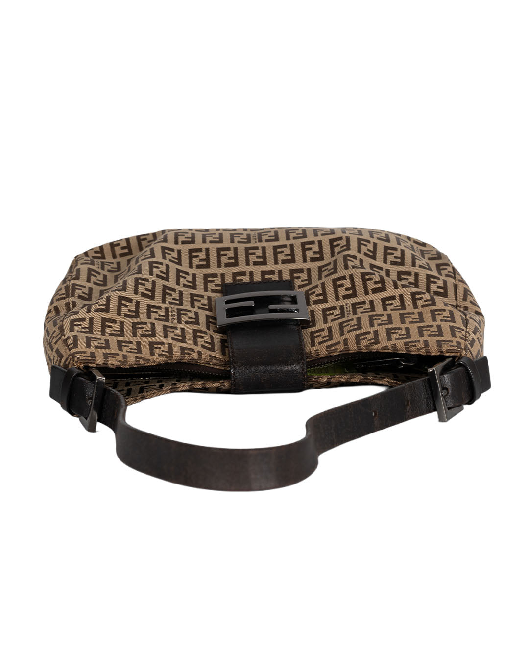 FENDI Zucchino Canvas Leather Shoulder Bag