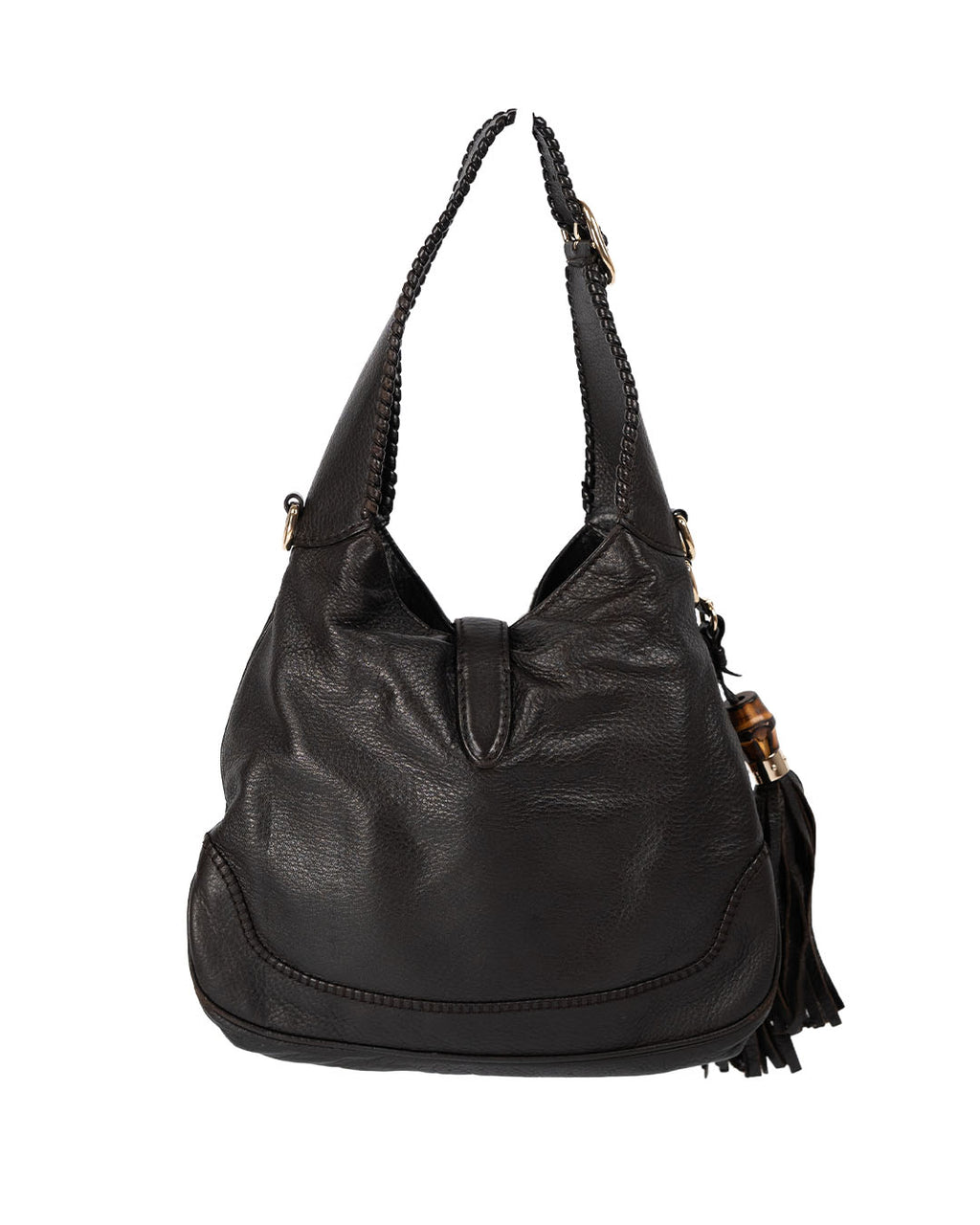 GUCCI Black Pebbled Leather New Jackie Medium Shoulder Bag