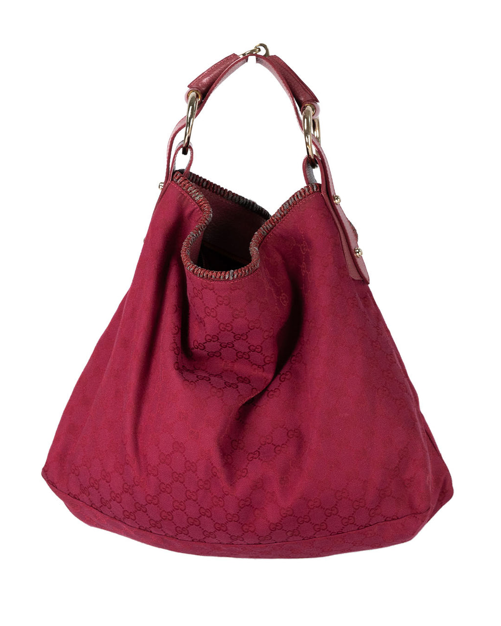 Gucci Vintage GG Horsebit Canvas Hobo Large