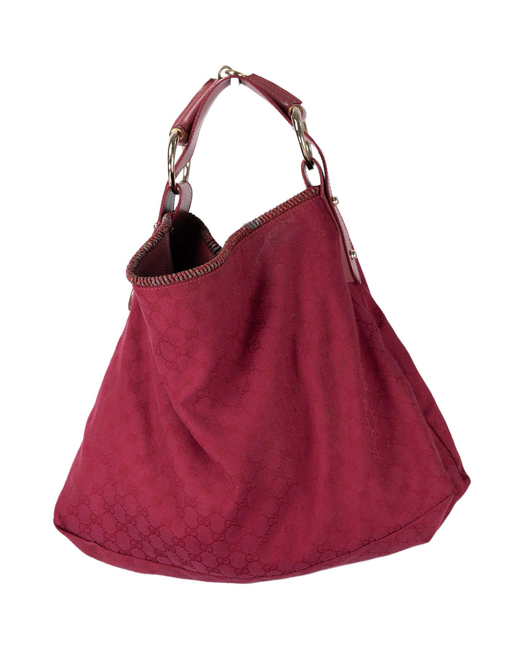 Gucci Vintage GG Horsebit Canvas Hobo Large